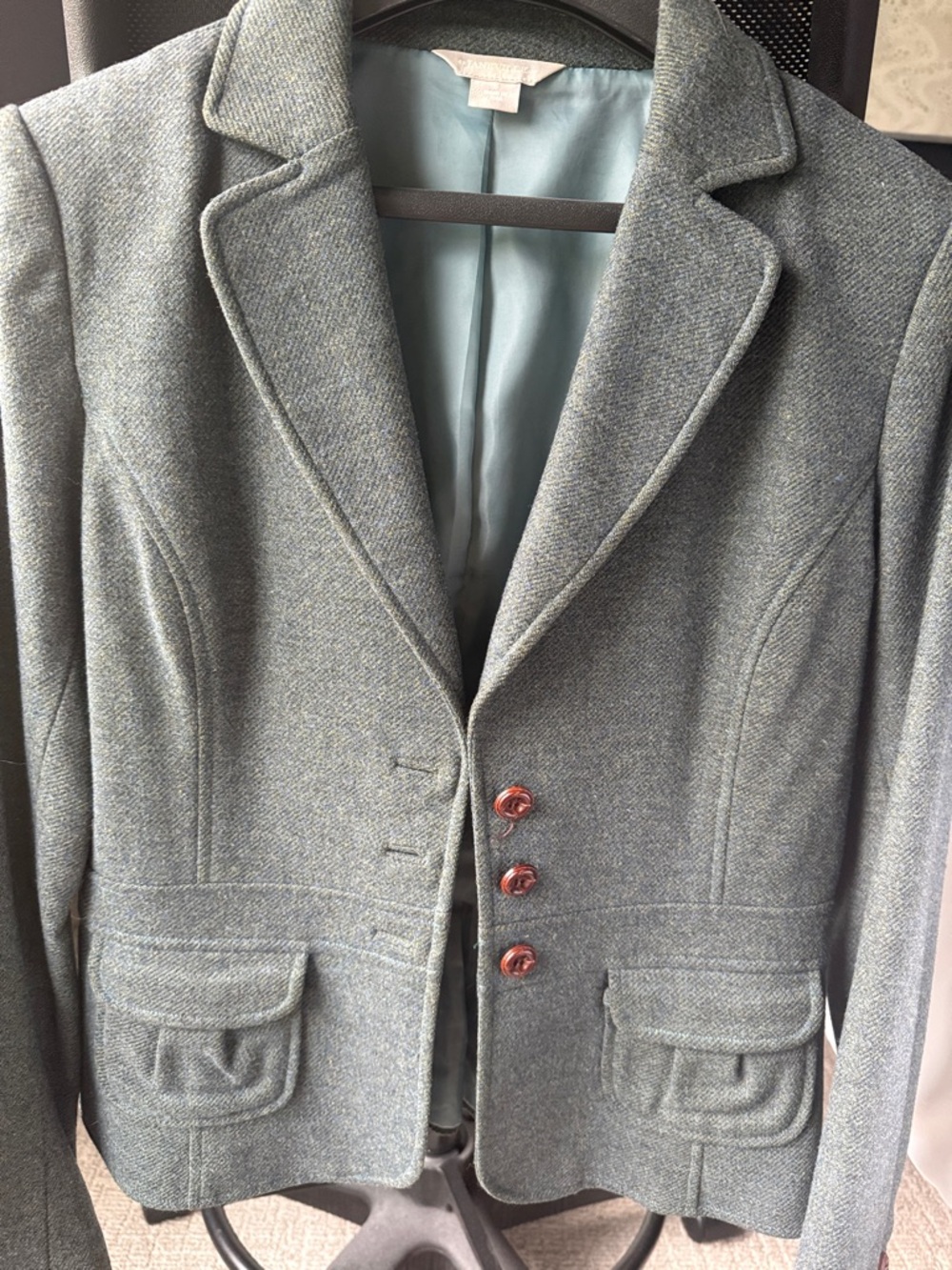 Tailored Heathered Sage Green Women's Blazer